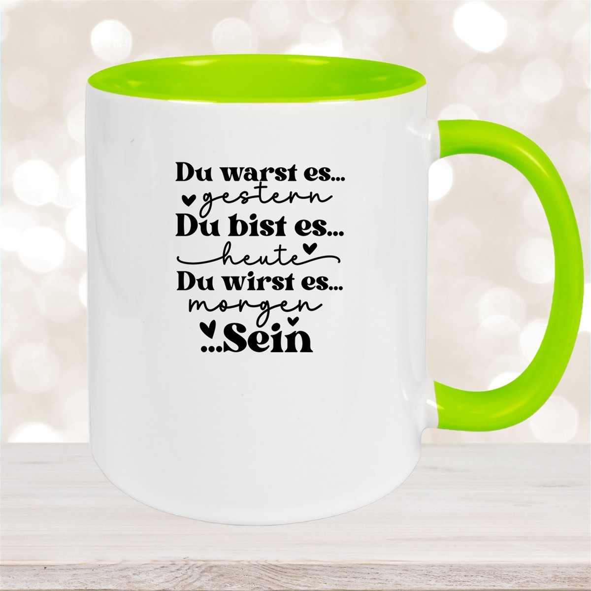 Tasse Spruch "Du bist es" Valentinstag #12 Keramik versch. Farben