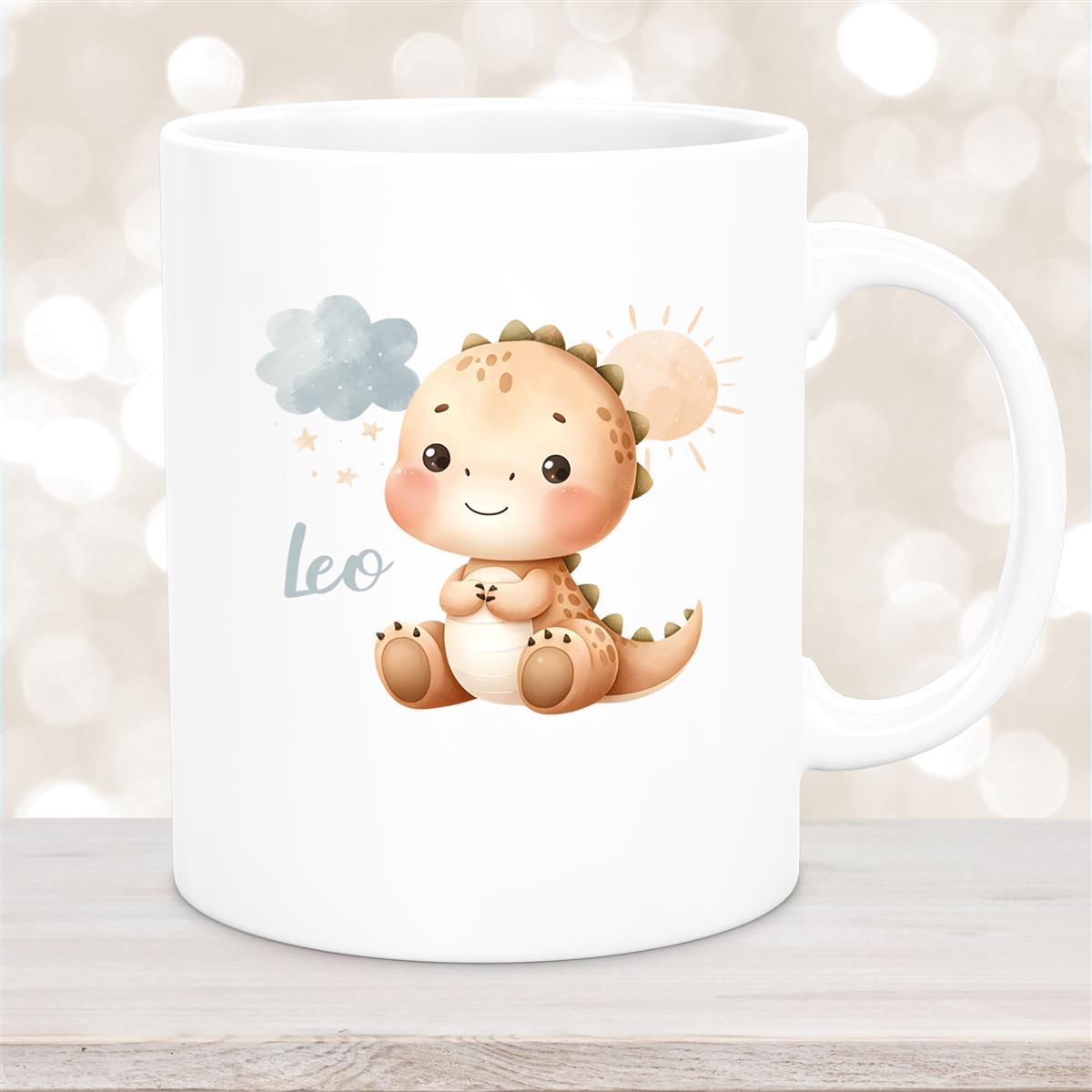 Tasse Dino #19 Wunschname Keramik Kinderbecher Personalisiert versch. Farben