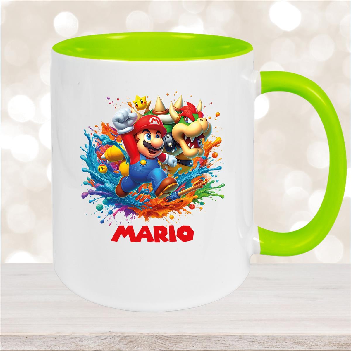 Tasse Wunschname Super-Mario #5 Keramik Kinderbecher personalisiert versch. Farben