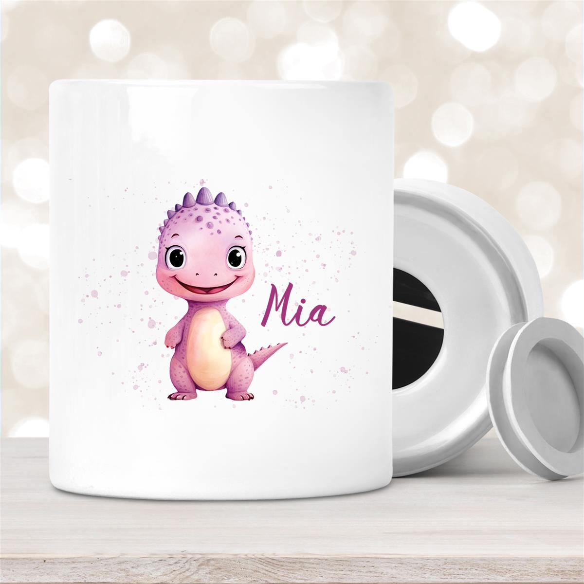 Spardose mit Wunschname Dino #20 personalisiertt