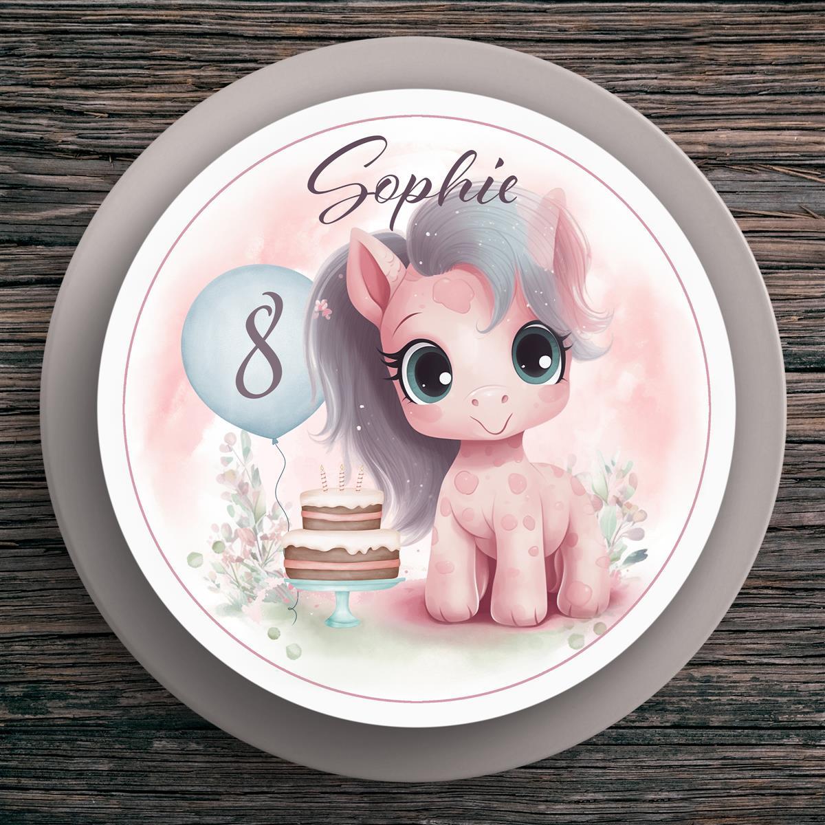 Tortenaufleger Geburtstag Pferd Pony #2 Name & Zahl (20cm)